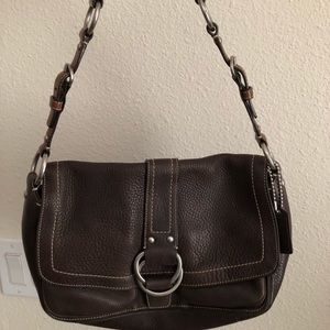 Chocolate brown leather coach purse